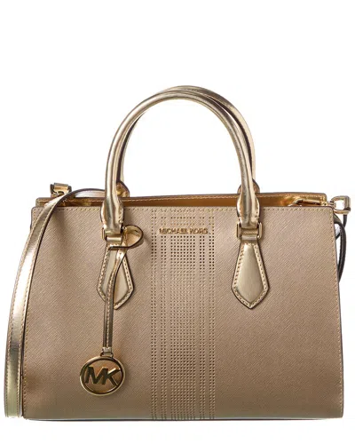 Michael Kors Sheila Medium Metallic Coated Canvas Satchel