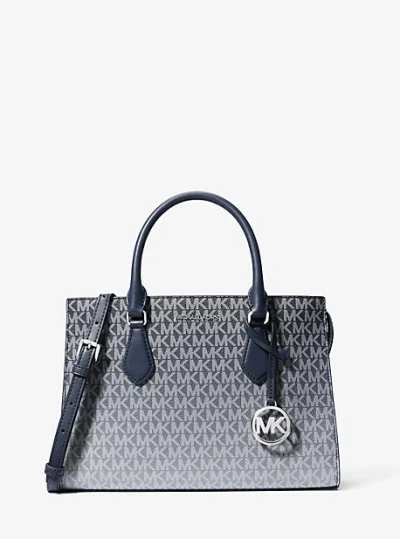 Michael Kors Sheila Medium Ombré Signature Logo Satchel In Blue