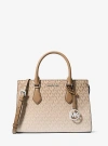 Michael Kors Sheila Medium Ombré Signature Logo Satchel In Natural