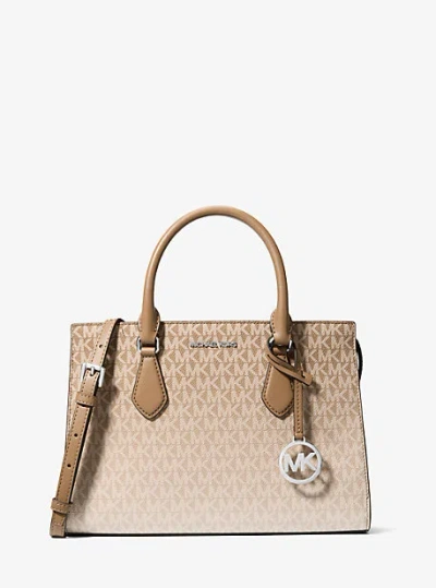 Michael Kors Sheila Medium Ombré Signature Logo Satchel In Natural
