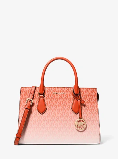 Michael Kors Sheila Medium Ombré Signature Logo Satchel In Red
