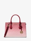 Michael Kors Sheila Medium Ombré Signature Logo Satchel In Red