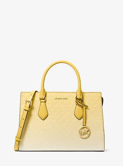 Michael Kors Sheila Medium Ombré Signature Logo Satchel In Yellow