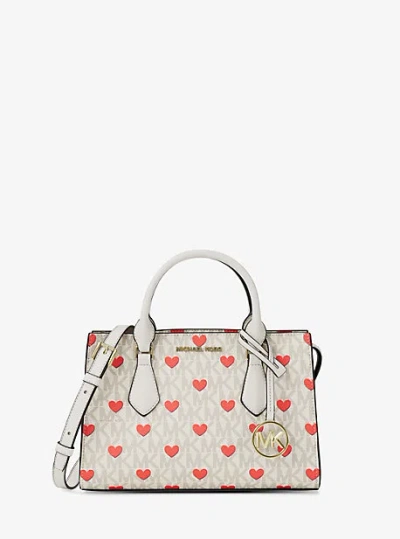 Michael Kors Sheila Small Embellished Signature Logo Satchel In White