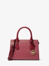 Michael Kors Sheila Small Signature Logo Satchel In Red