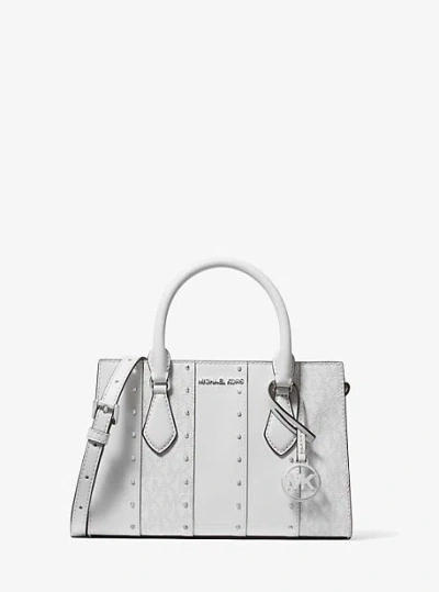Michael Kors Sheila Small Studded Patchwork And Signature Logo Satchel