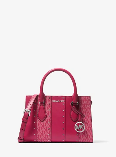 Michael Kors Sheila Small Studded Patchwork And Signature Logo Satchel