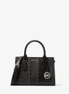Michael Kors Sheila Small Studded Patchwork And Signature Logo Satchel