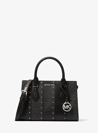 Michael Kors Sheila Small Studded Patchwork And Signature Logo Satchel