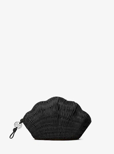 Michael Kors Shelly Rattan Clutch In Black