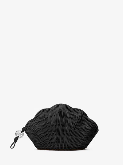 Michael Kors Shelly Rattan Clutch In Black