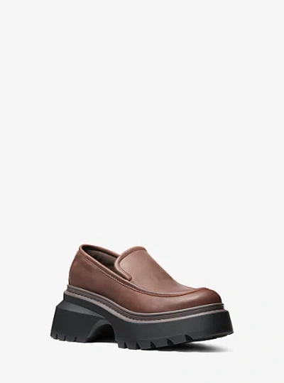 Michael Kors Shiloh Leather Loafer In Brown