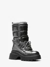 Michael Kors Shiloh Metallic Mixed-media Boot In Black