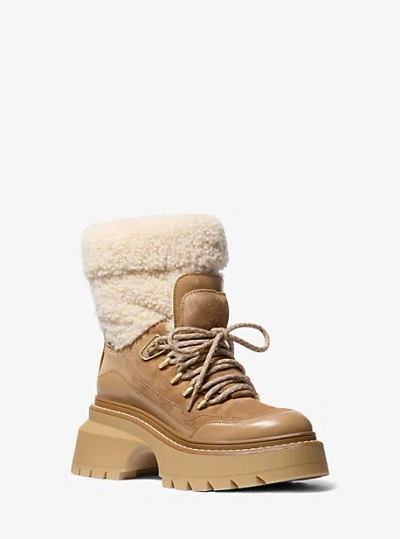 Michael Kors Shiloh Mixed-media Boot In Natural