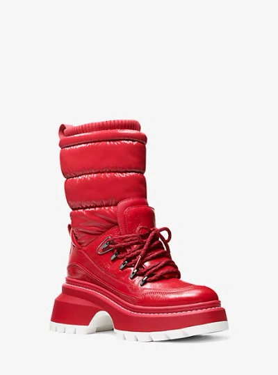 Michael Kors Shiloh Mixed-media Boot In Red