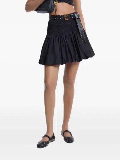 Michael Kors Shirred Bubble-hem Mini Skirt In Black