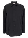Michael Kors Black Shirt With Button-down Collar And One Front Patch Pocket In Cotton Stretch Woman In Black