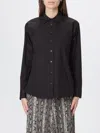 Michael Kors Black Shirt With Button-down Collar And One Front Patch Pocket In Cotton Stretch Woman In Black