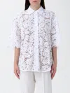 Michael Kors White Beaded Shirt With All-over Floral Embroidery In Tech Fabric Woman In White