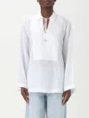 Michael Kors Linen V Neck Tier Top Top-wear In White