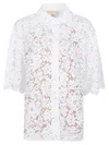 Michael Kors White Beaded Shirt With All-over Floral Embroidery In Tech Fabric Woman In White