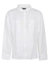 Michael Kors Long Sleeves Linen 2 Pockets Over Shirt In White