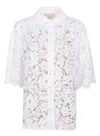 Michael Kors White Beaded Shirt With All-over Floral Embroidery In Tech Fabric Woman