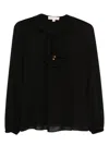 Michael Kors Ruffled-neck Blouse In Black