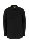 Michael Kors Black Shirt With Button-down Collar And One Front Patch Pocket In Cotton Stretch Woman In Black