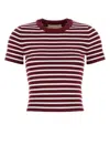 Michael Kors Embroidered Stretch Viscose Blend T-shirt In Burgundy