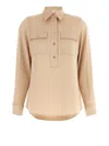 Michael Kors Blouse With Rear Yoke And Buttoned Angle Cuffs In Beige