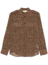 Michael Kors Long-sleeve Animal Print Shirt In Brown