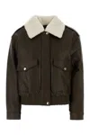 Michael Kors Dark Brown Synthetic Leather Jacket In Brown