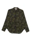 Michael Kors Dark Green Paisley Print Long-sleeved Shirt In Black