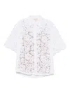 Michael Kors White Beaded Shirt With All-over Floral Embroidery In Tech Fabric Woman In White