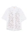 Michael Kors White Beaded Shirt With All-over Floral Embroidery In Tech Fabric Woman In White