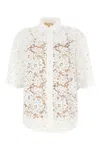 Michael Kors White Beaded Shirt With All-over Floral Embroidery In Tech Fabric Woman In White