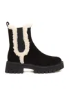 Michael Kors Asher Suede And Faux Shearling Boot In Black