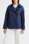 Michael Kors Short Double Breasted Raincoat In Blue