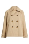 Michael Kors Short Double Breasted Raincoat In Brown