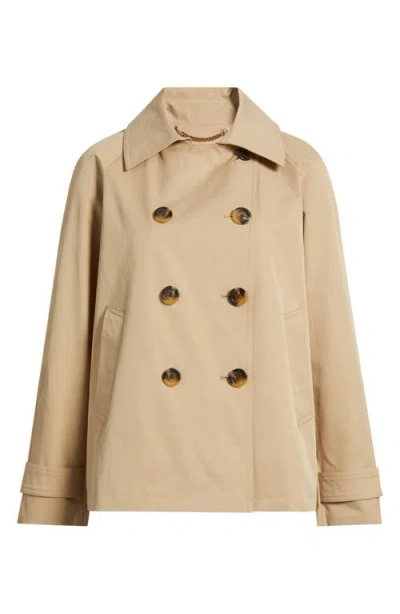 Michael Kors Short Double Breasted Raincoat In Brown