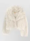 Michael Kors Short Faux Fur Coat With Notched Lapels In Neutral
