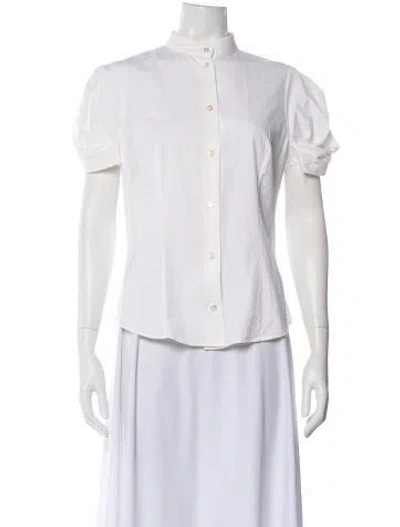 Pre-owned Michael Kors Short Sleeve Blouse In White