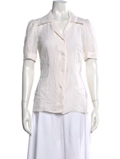Pre-owned Michael Kors Short Sleeve Blouse In White