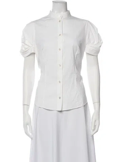 Pre-owned Michael Kors Short Sleeve Blouse In White