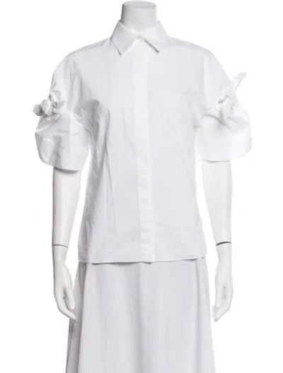 Pre-owned Michael Kors Short Sleeve Blouse In White