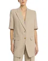Michael Kors Short Sleeve Boyfriend Blazer In Hemp Melange