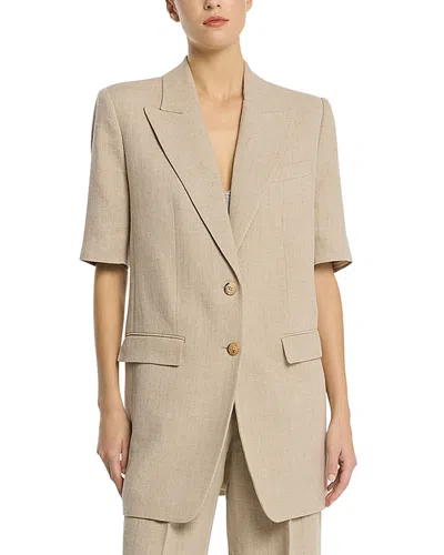 Michael Kors Short Sleeve Boyfriend Blazer In Hemp Melange