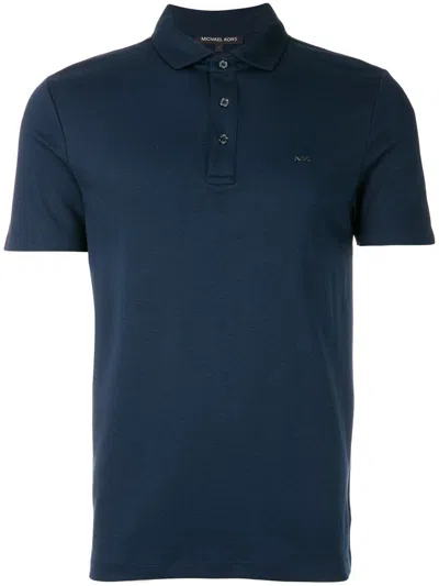 Michael Kors Short Sleeve Button Closure Logo Polo For Men In Blue