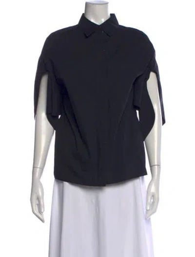 Pre-owned Michael Kors Short Sleeve Button-up Top In Multi